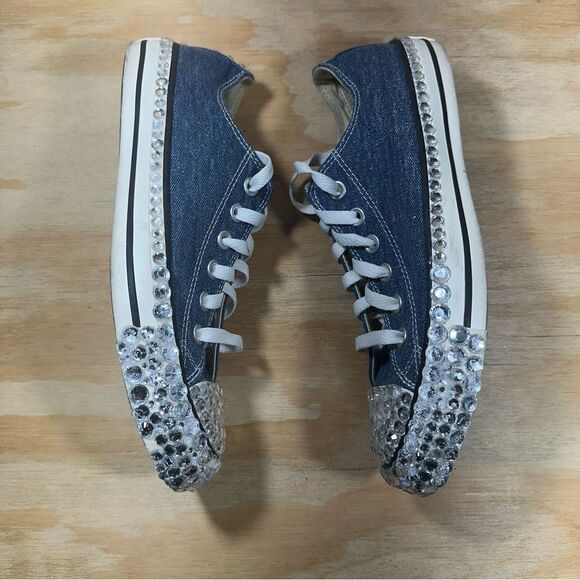 Converse Bedazzled Denim Canvas Sneakers Women’s Size 8 - Picture 3 of 9